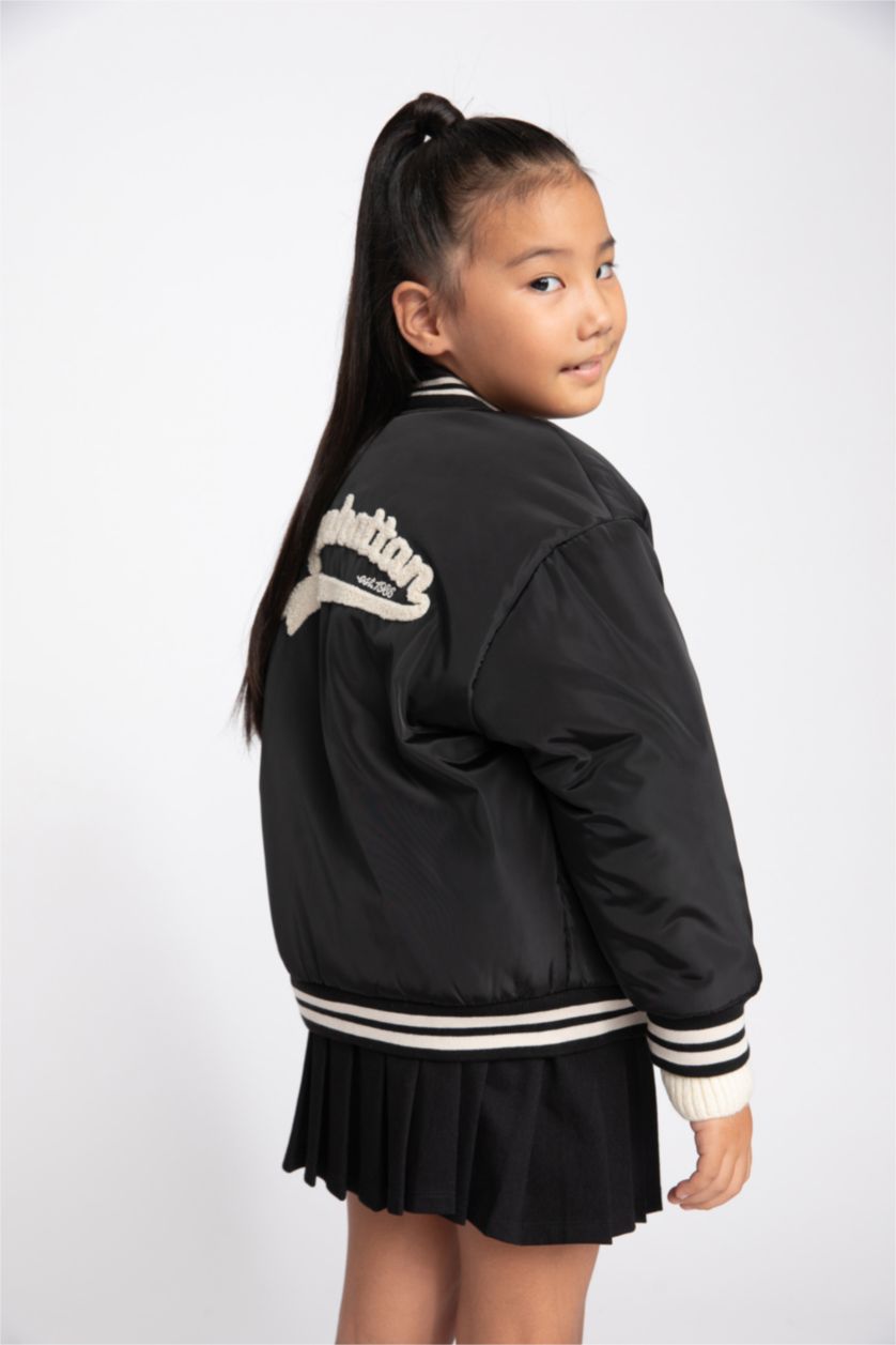 Девочки и подростки Черный Куртка бомбер для девочек