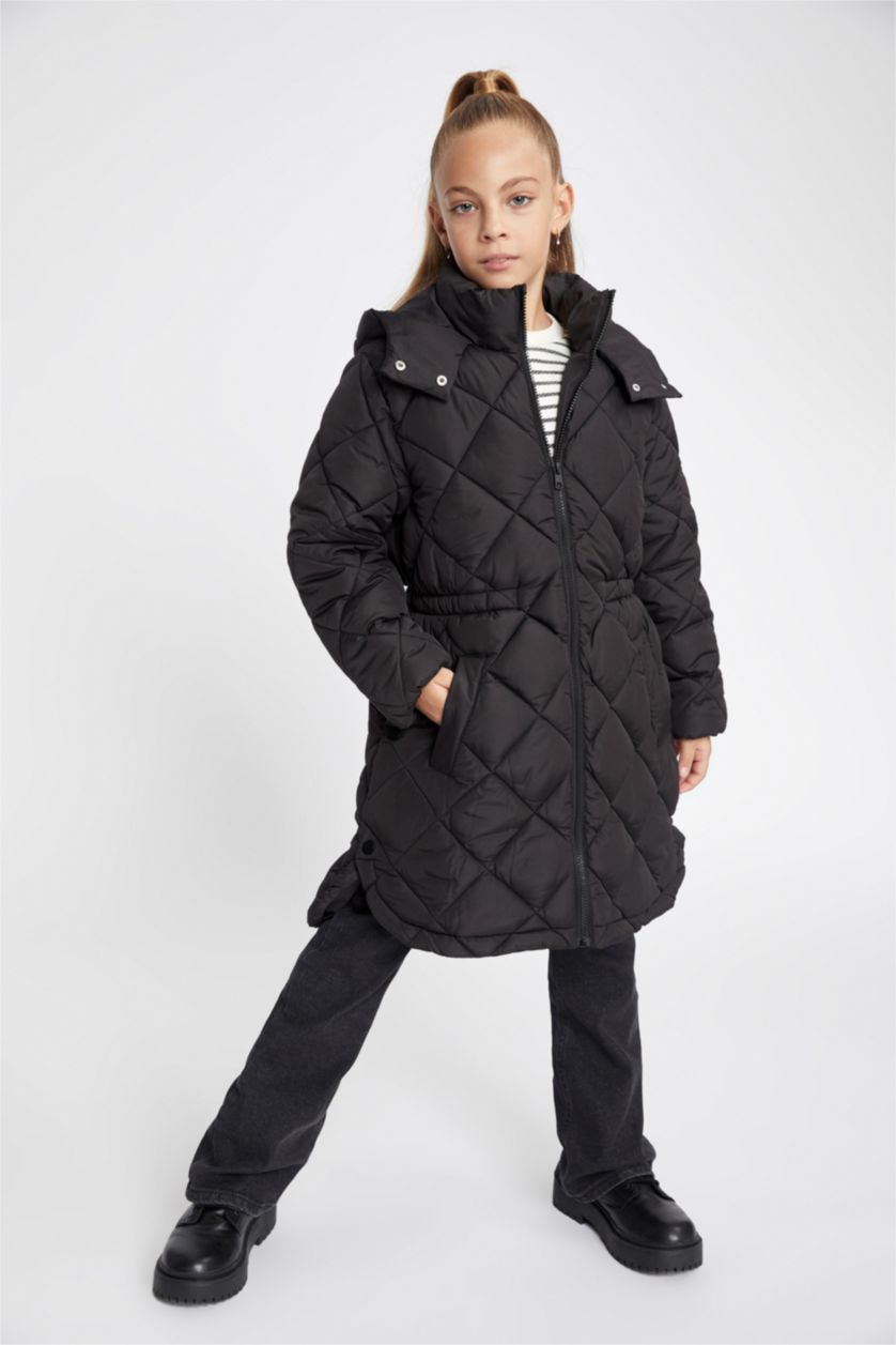 Девочки и подростки Черный Парка с капюшоном для девочек