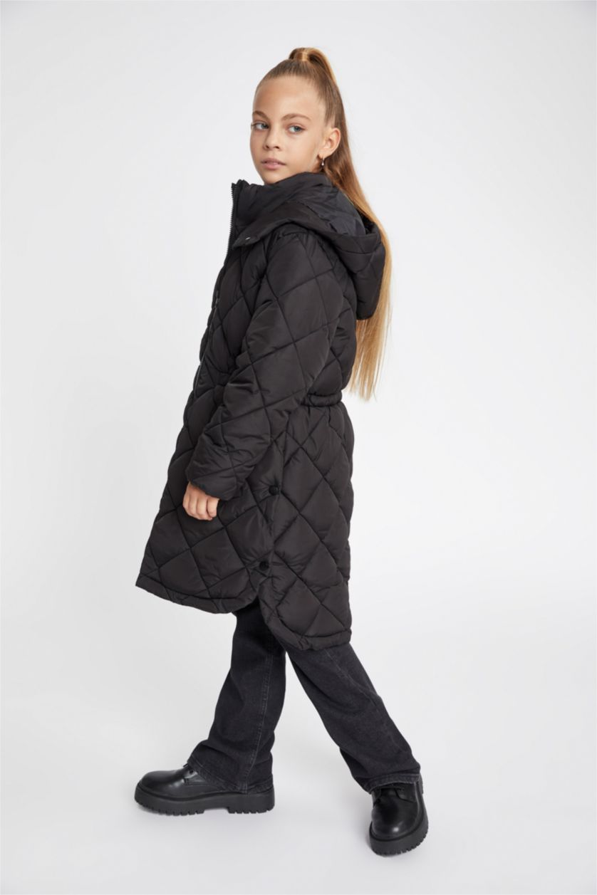 Девочки и подростки Черный Парка с капюшоном для девочек