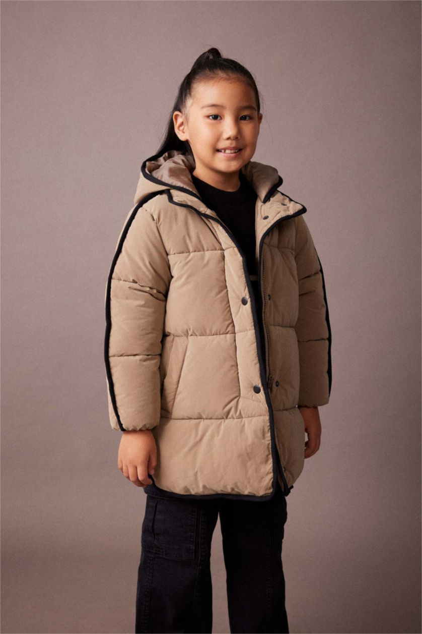 Fashion Kids AMOMENTO アモーメント フードコート Beige Girls & Teens Girl Water Repellent Coat 2788852 | DeFacto