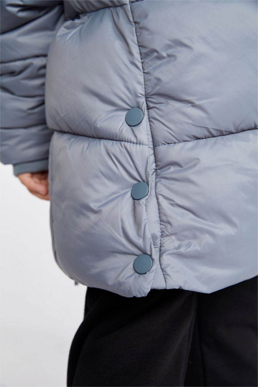 بنات أزرق قمصلة نفخ بناتي مقاوم للماء بغطاء للرأس