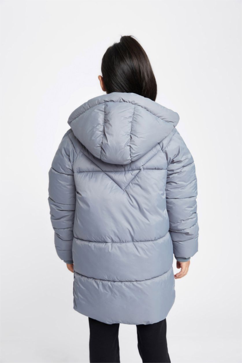 بنات أزرق قمصلة نفخ بناتي مقاوم للماء بغطاء للرأس