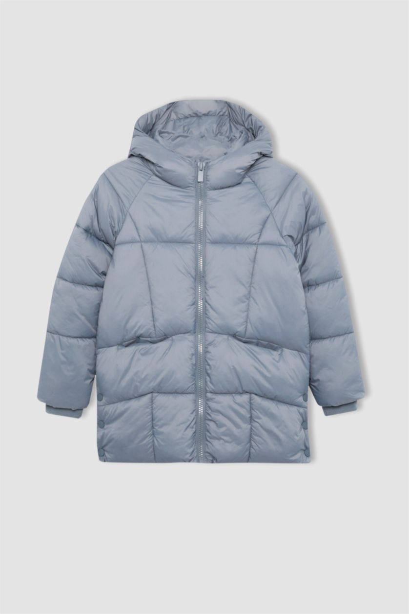 بنات أزرق قمصلة نفخ بناتي مقاوم للماء بغطاء للرأس