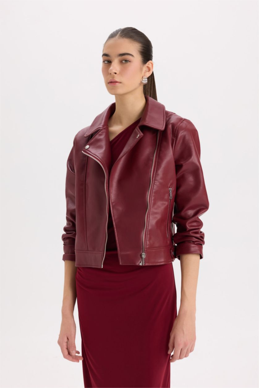 Kadın Bordo Fermuarlı Mont