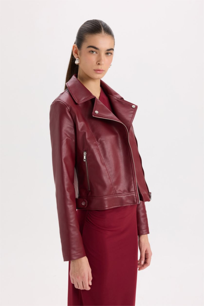 Kadın Bordo Fermuarlı Mont