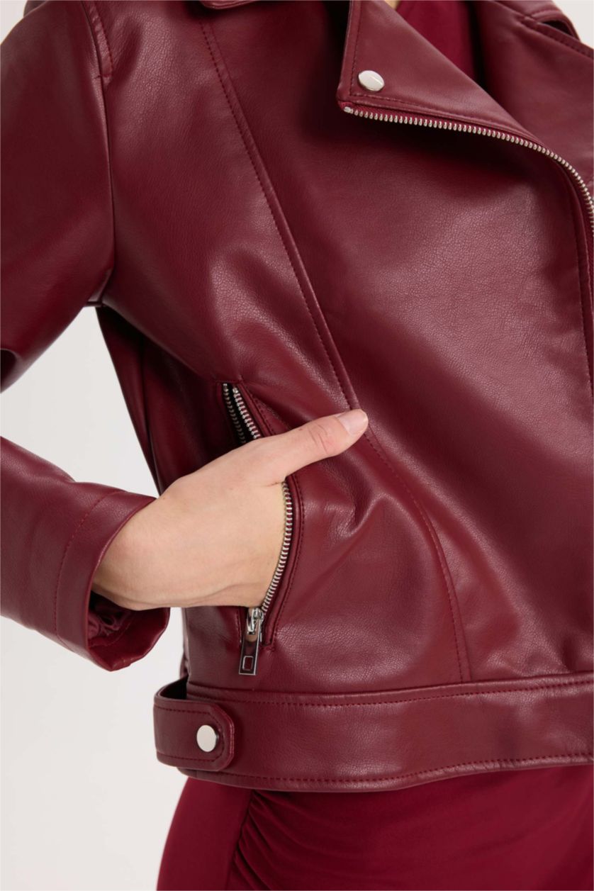 Kadın Bordo Fermuarlı Mont