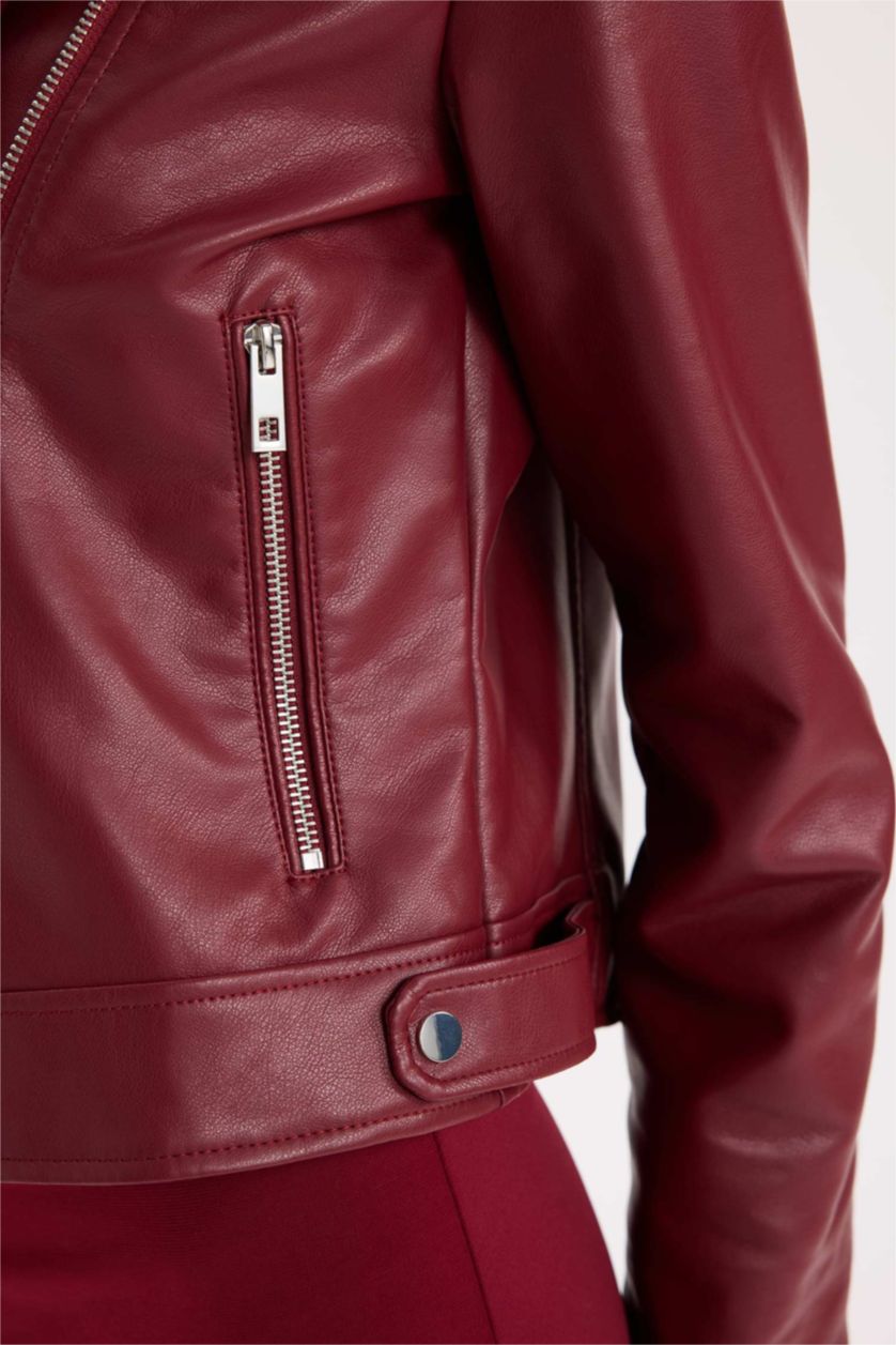 Kadın Bordo Fermuarlı Mont