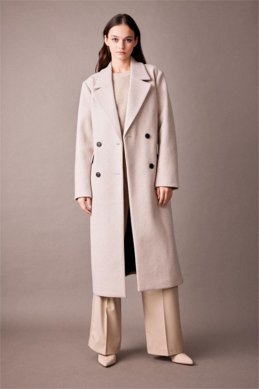 FEMME Beige Manteau Imperméable Cachemire Coupe Régulière