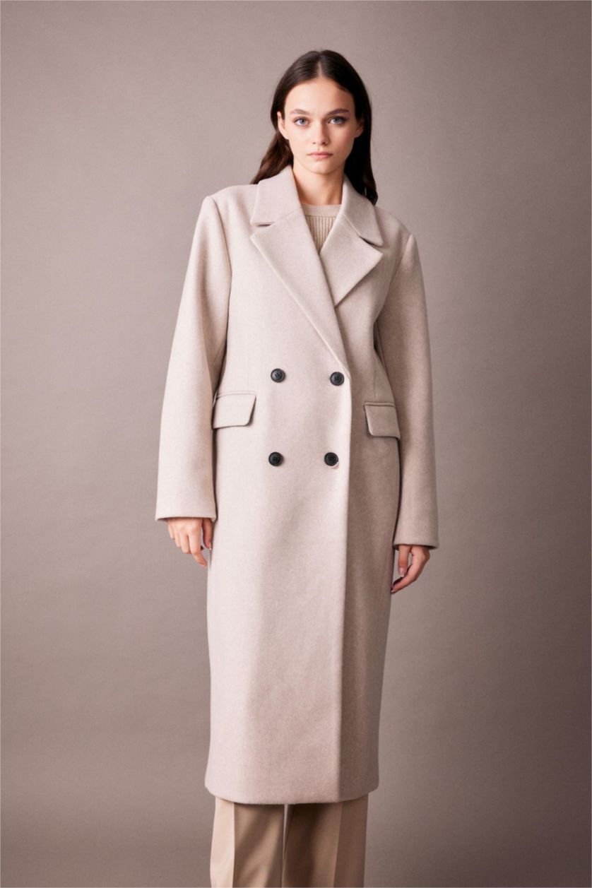 FEMME Beige Manteau Imperméable Cachemire Coupe Régulière