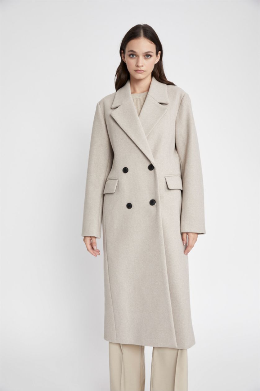 FEMME Beige Manteau Imperméable Cachemire Coupe Régulière