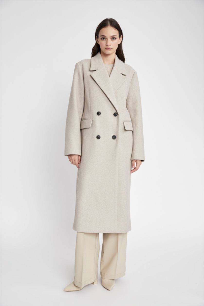 FEMME Beige Manteau Imperméable Cachemire Coupe Régulière