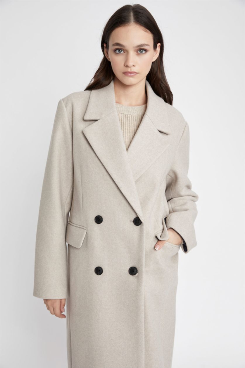 FEMME Beige Manteau Imperméable Cachemire Coupe Régulière