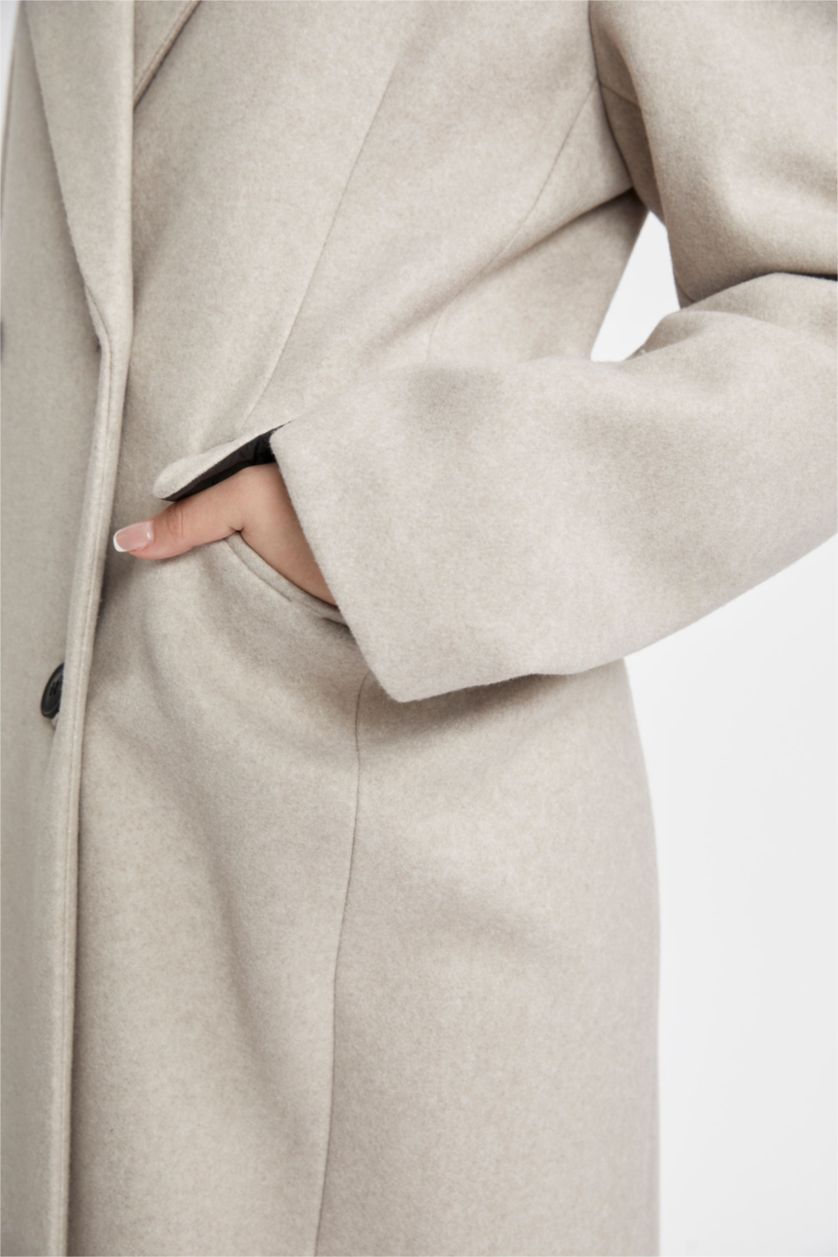 FEMME Beige Manteau Imperméable Cachemire Coupe Régulière