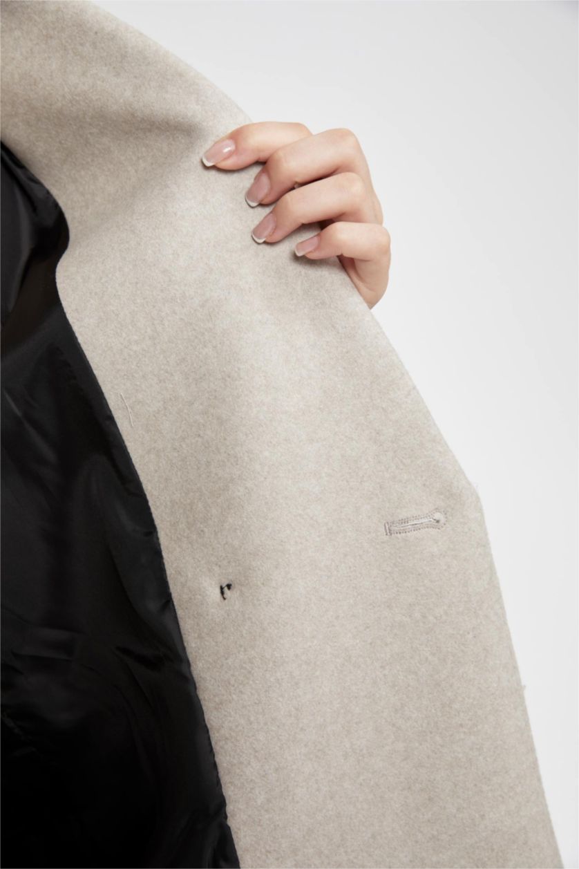 FEMME Beige Manteau Imperméable Cachemire Coupe Régulière