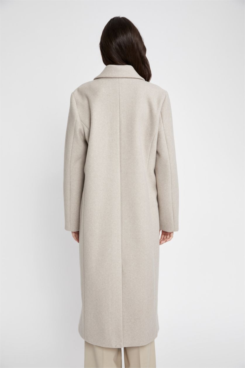 FEMME Beige Manteau Imperméable Cachemire Coupe Régulière