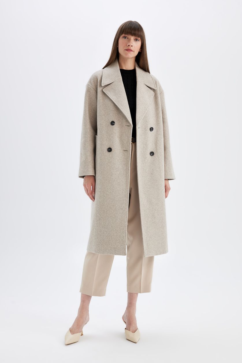 FEMME Beige Veste Oversize en Laine