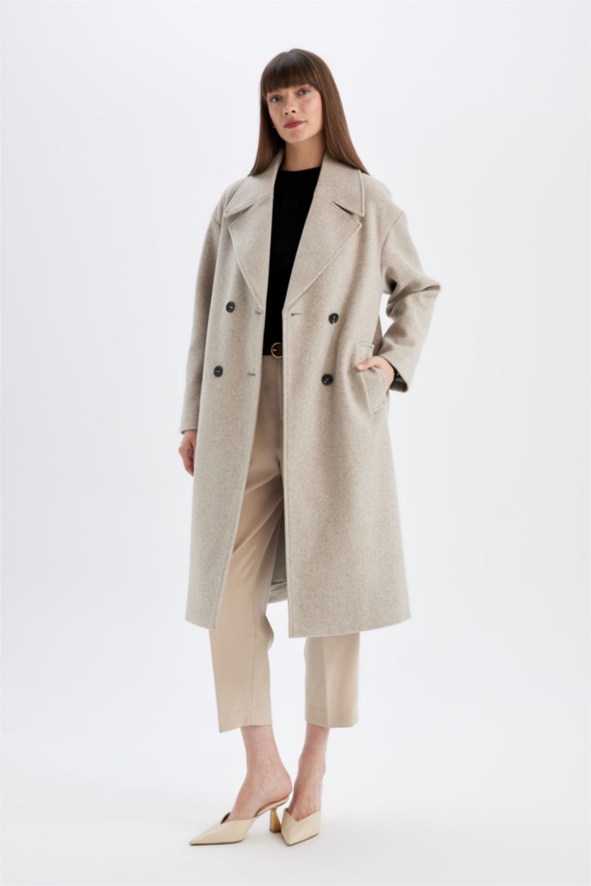 FEMME Beige Veste Oversize en Laine