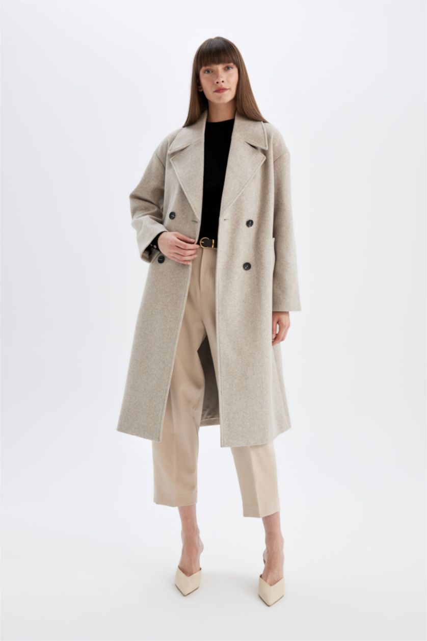FEMME Beige Veste Oversize en Laine
