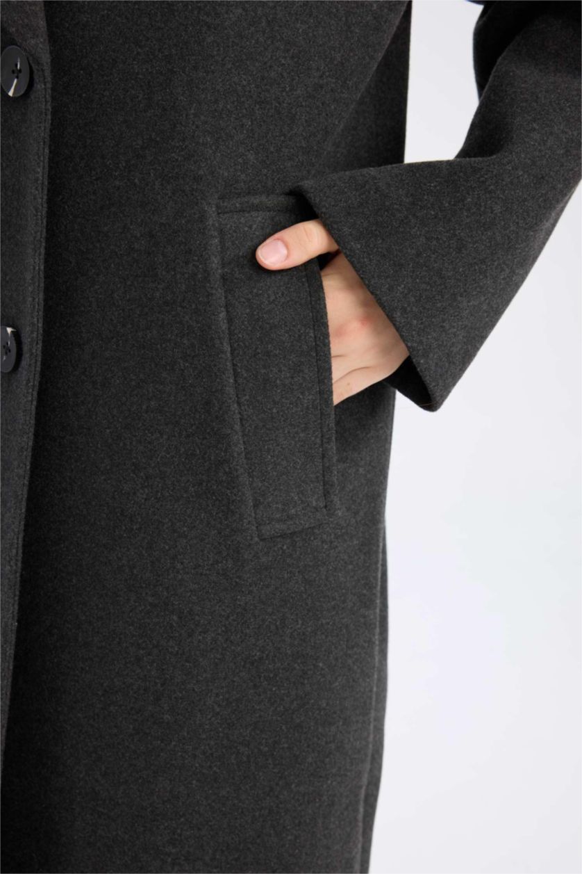 نساء رمادي داكن كوت جوخ اوفر سايز مقاوم للماء