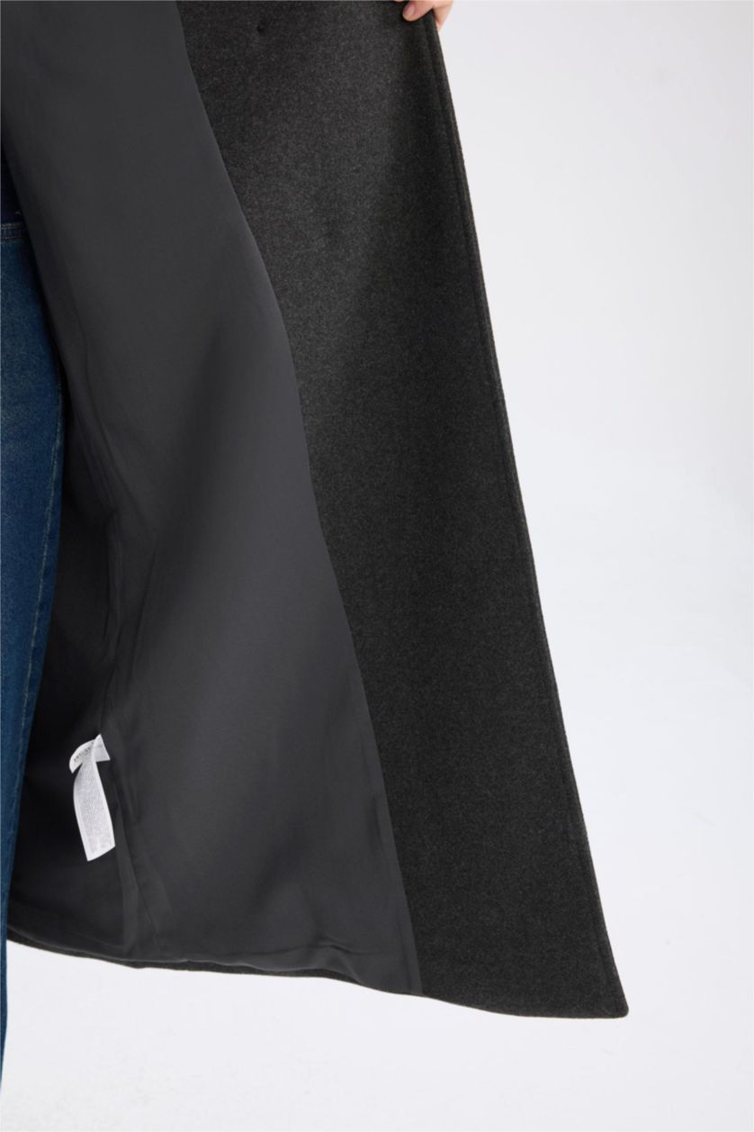 نساء رمادي داكن كوت جوخ اوفر سايز مقاوم للماء