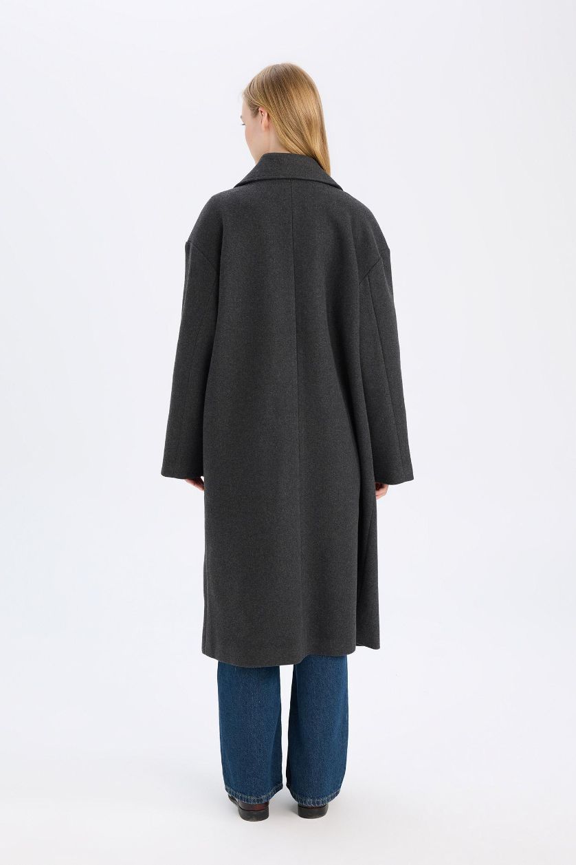 نساء رمادي داكن كوت جوخ اوفر سايز مقاوم للماء