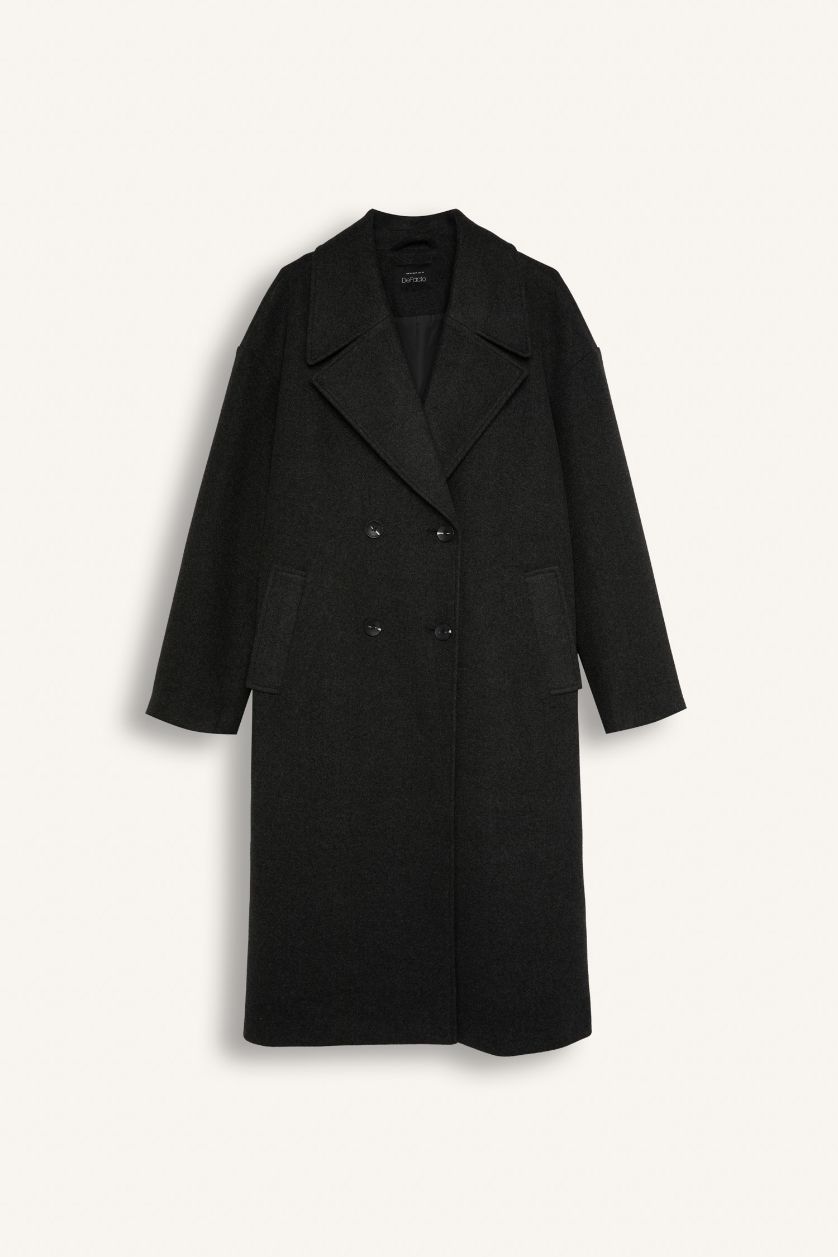 نساء رمادي داكن كوت جوخ اوفر سايز مقاوم للماء