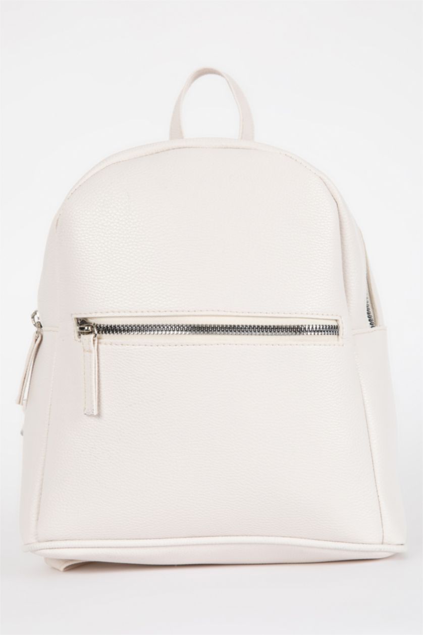 WOMAN Light Beige Women Faux Leather Backpack