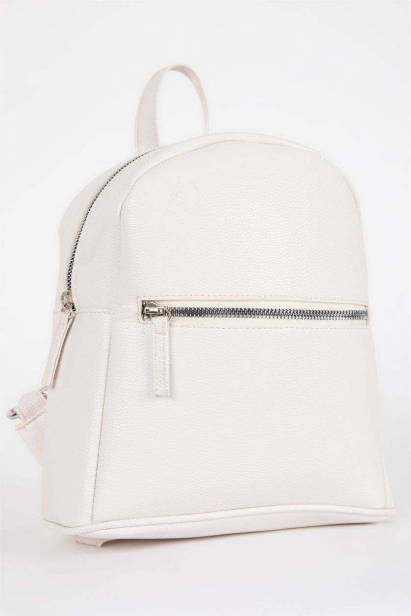 WOMAN Light Beige Women Faux Leather Backpack