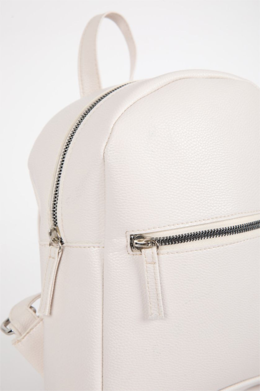 WOMAN Light Beige Women Faux Leather Backpack