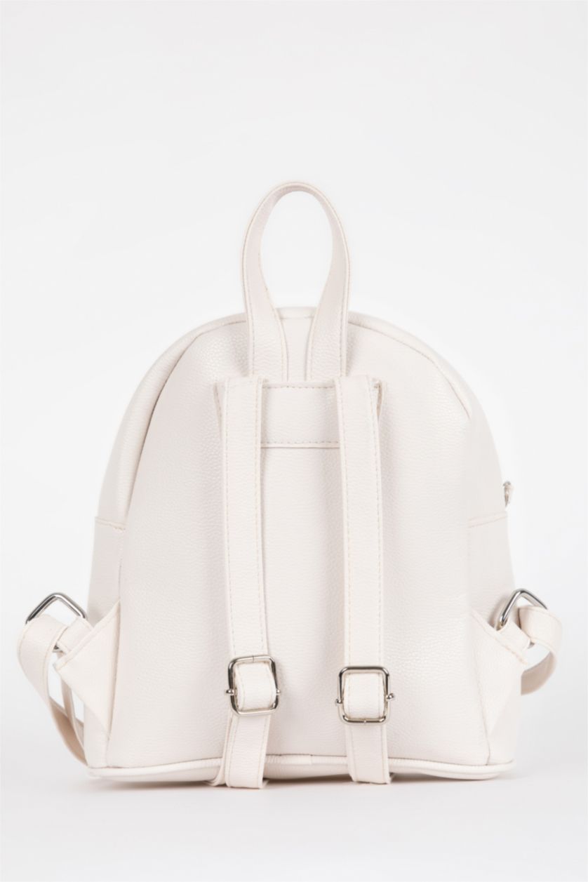 WOMAN Light Beige Women Faux Leather Backpack