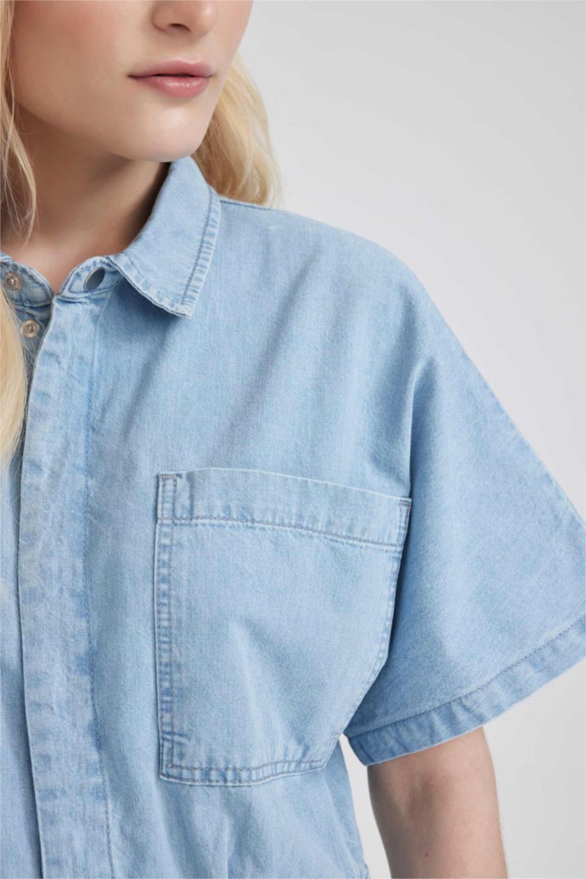 Женщины Светло-синий Джинсовый комбинезон