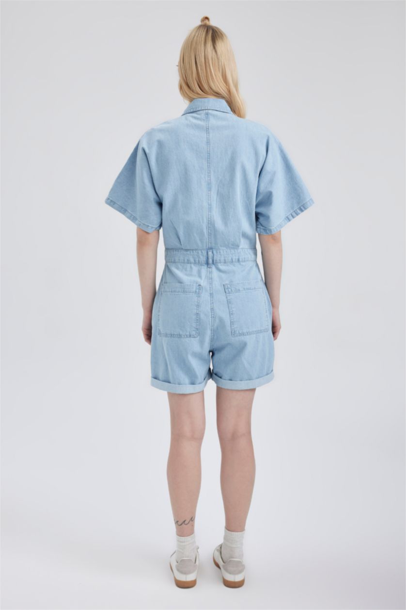 Женщины Светло-синий Джинсовый комбинезон