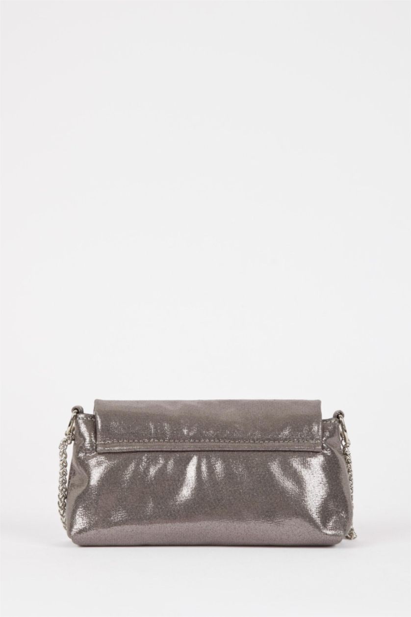 WOMAN Gümüş Women Faux Leather Crossbody Bag