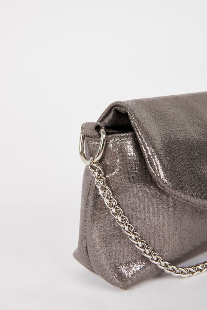 WOMAN Gümüş Women Faux Leather Crossbody Bag