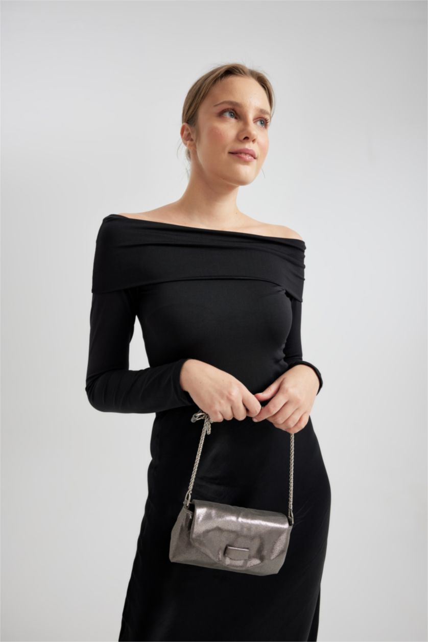 WOMAN Gümüş Women Faux Leather Crossbody Bag