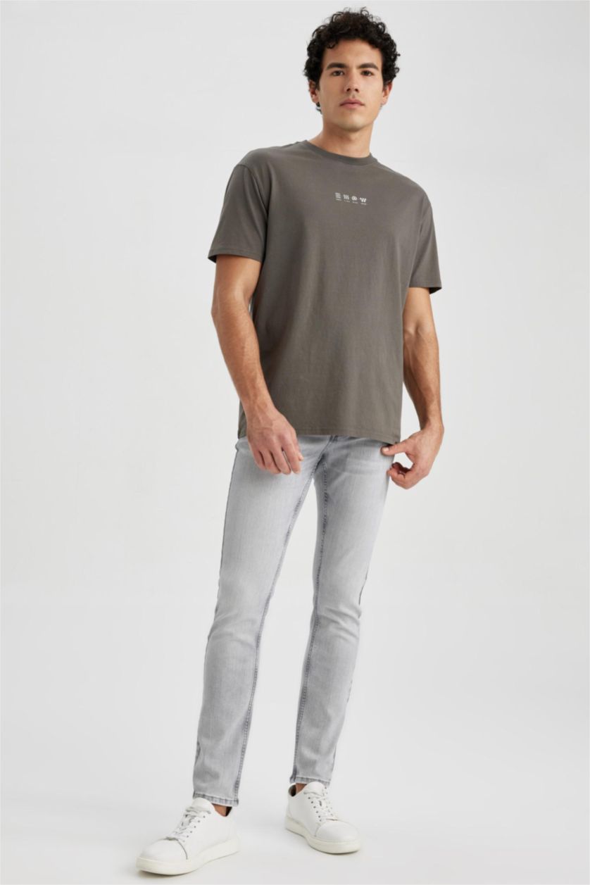 MAN Grey DeFacto x Wiser Wash Regular Fit Crew Neck Printed T-Shirt