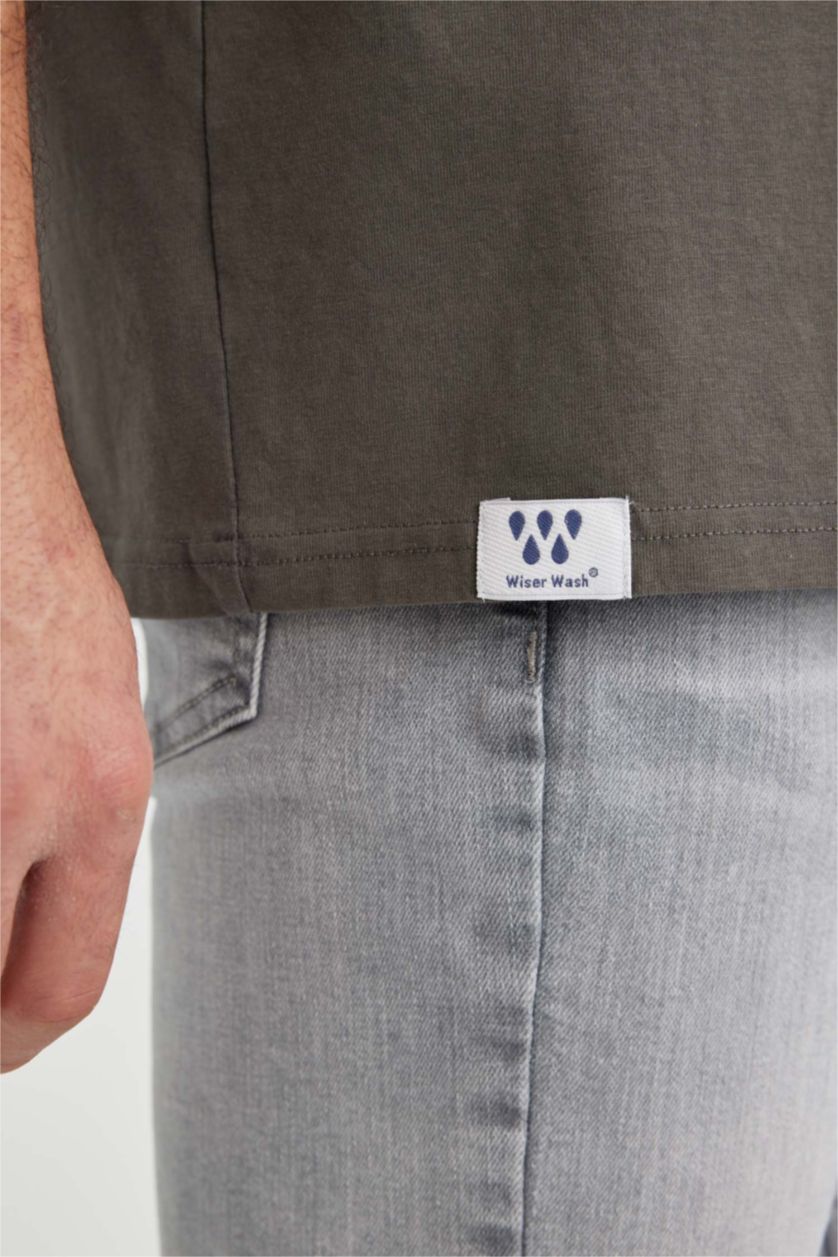 MAN Grey DeFacto x Wiser Wash Regular Fit Crew Neck Printed T-Shirt