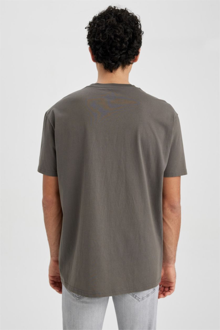 MAN Grey DeFacto x Wiser Wash Regular Fit Crew Neck Printed T-Shirt