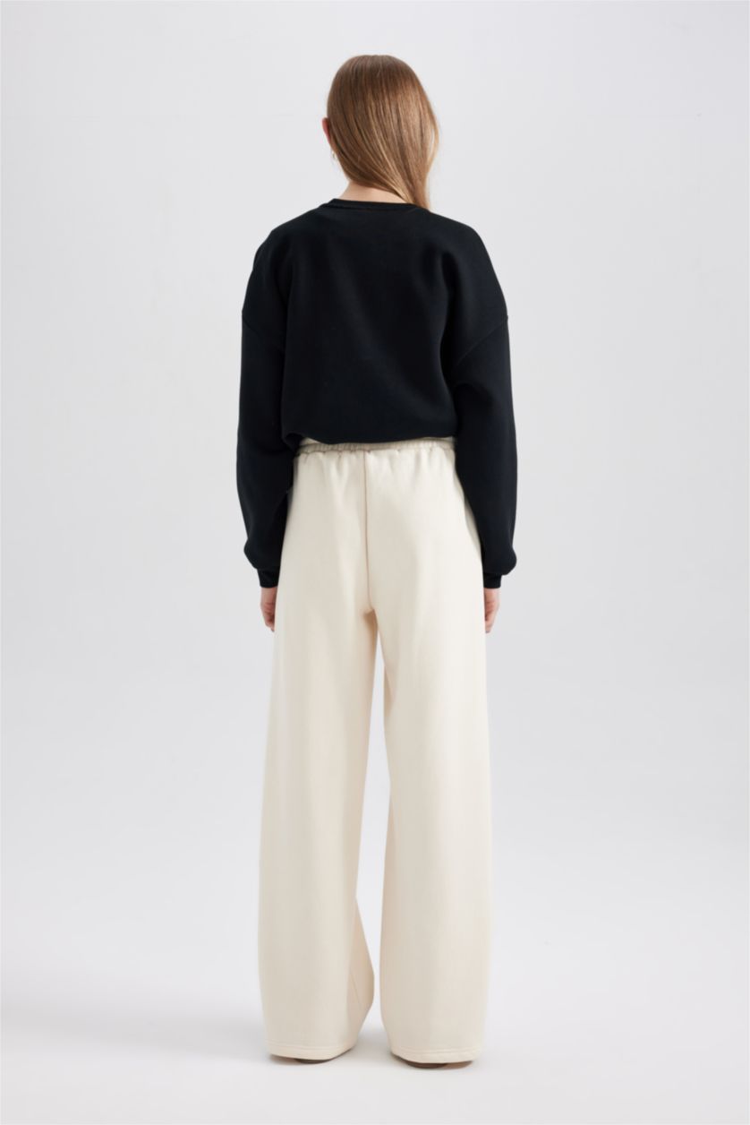 FEMME Écru Pantalon Tissu Sweat Épais