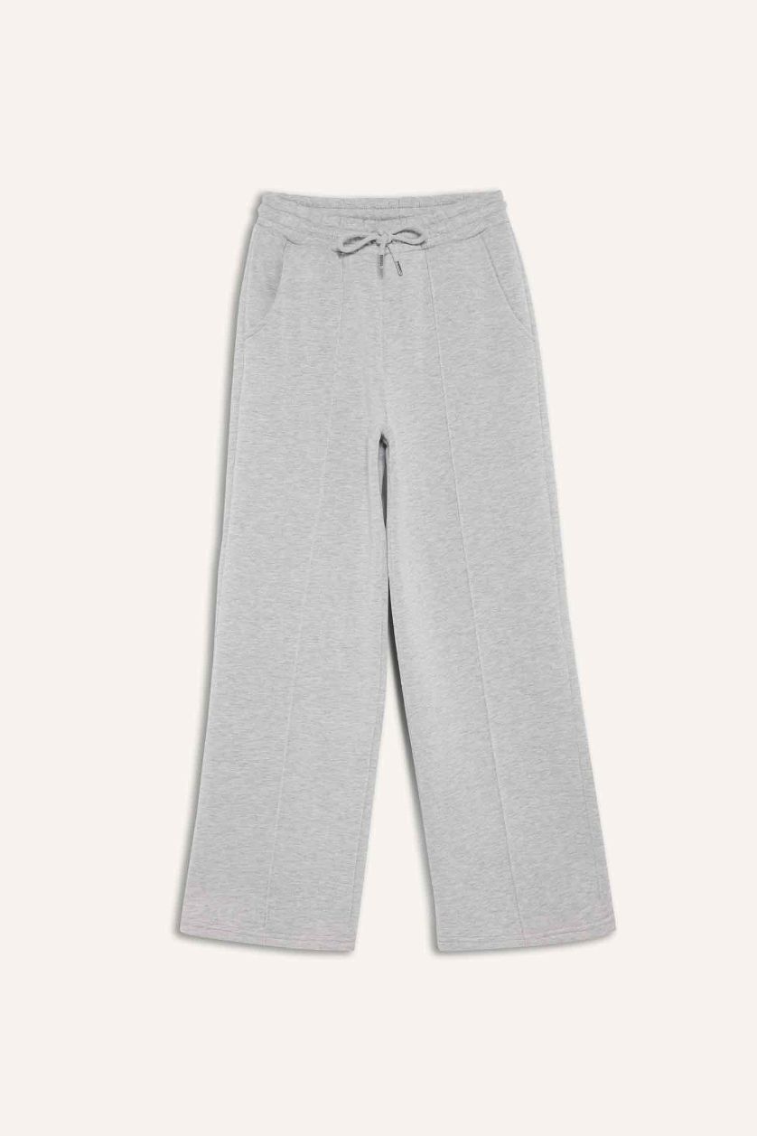 Женщины Серый меланж Штаны прямого кроя с карманами из плотной ткани