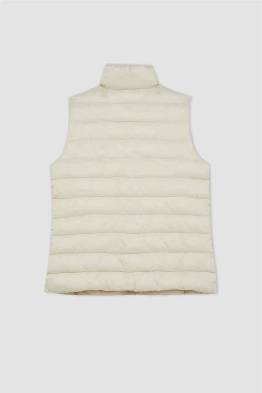 WOMAN Sand Stand Collar Quilted Pocketed Waterproof Puffer Vest