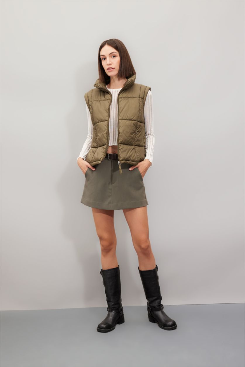 WOMAN Khaki Waterproof Zipper Vest