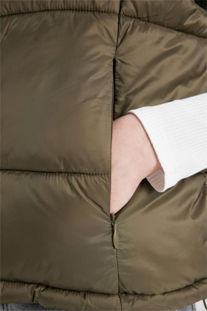 WOMAN Khaki Waterproof Zipper Vest