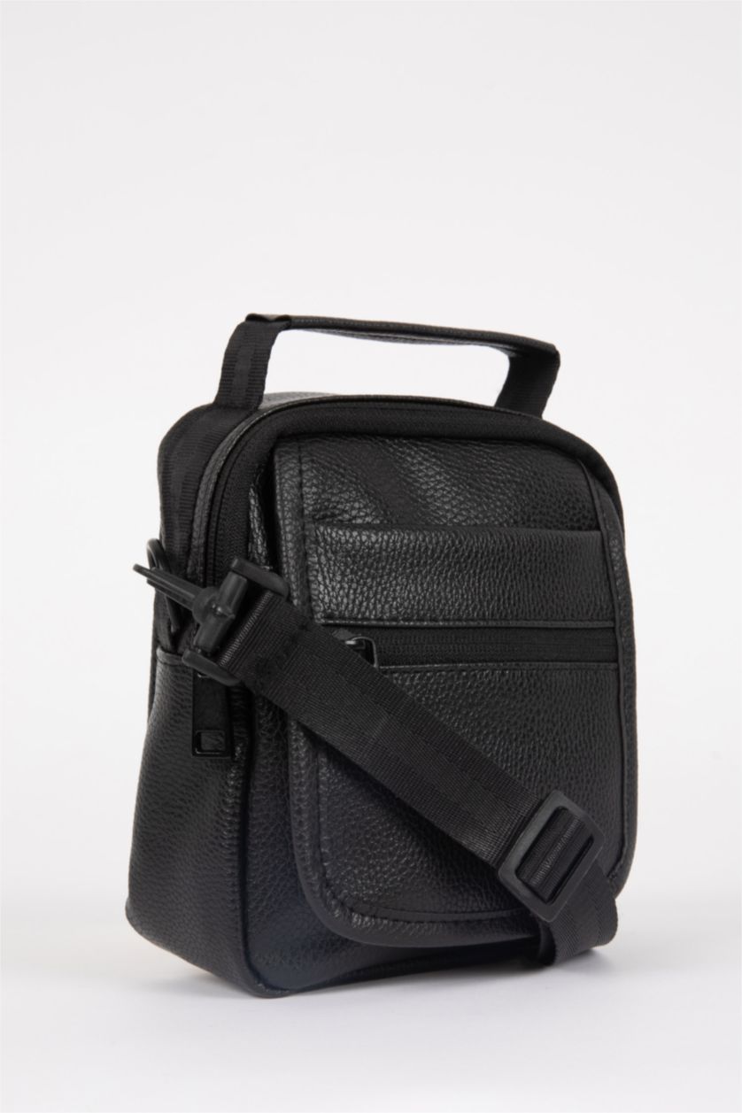 MAN Black Men Camouflage Faux Leather Crossbody Bag