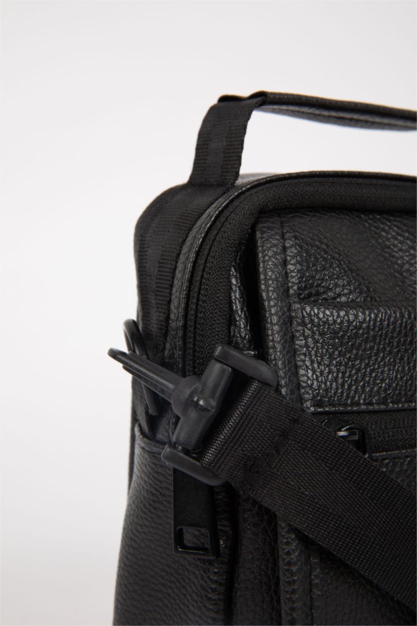 MAN Black Men Camouflage Faux Leather Crossbody Bag