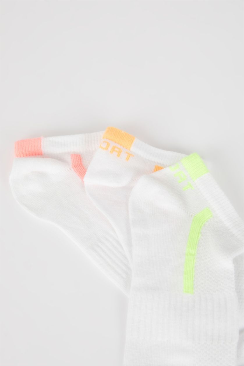 Woman White 3 piece Cotton Short Socks