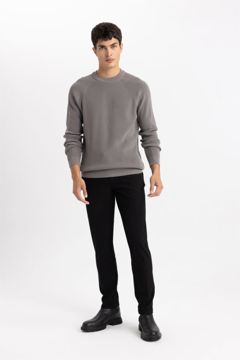 Erkek Siyah Beli Lastikli Cepli Düz Paça Jogger Pantolon