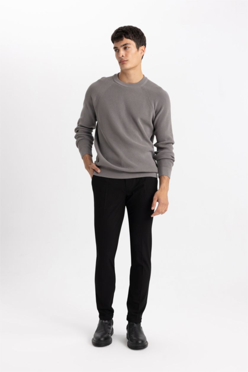 Erkek Siyah Beli Lastikli Cepli Düz Paça Jogger Pantolon