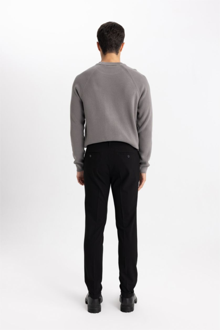 Erkek Siyah Beli Lastikli Cepli Düz Paça Jogger Pantolon