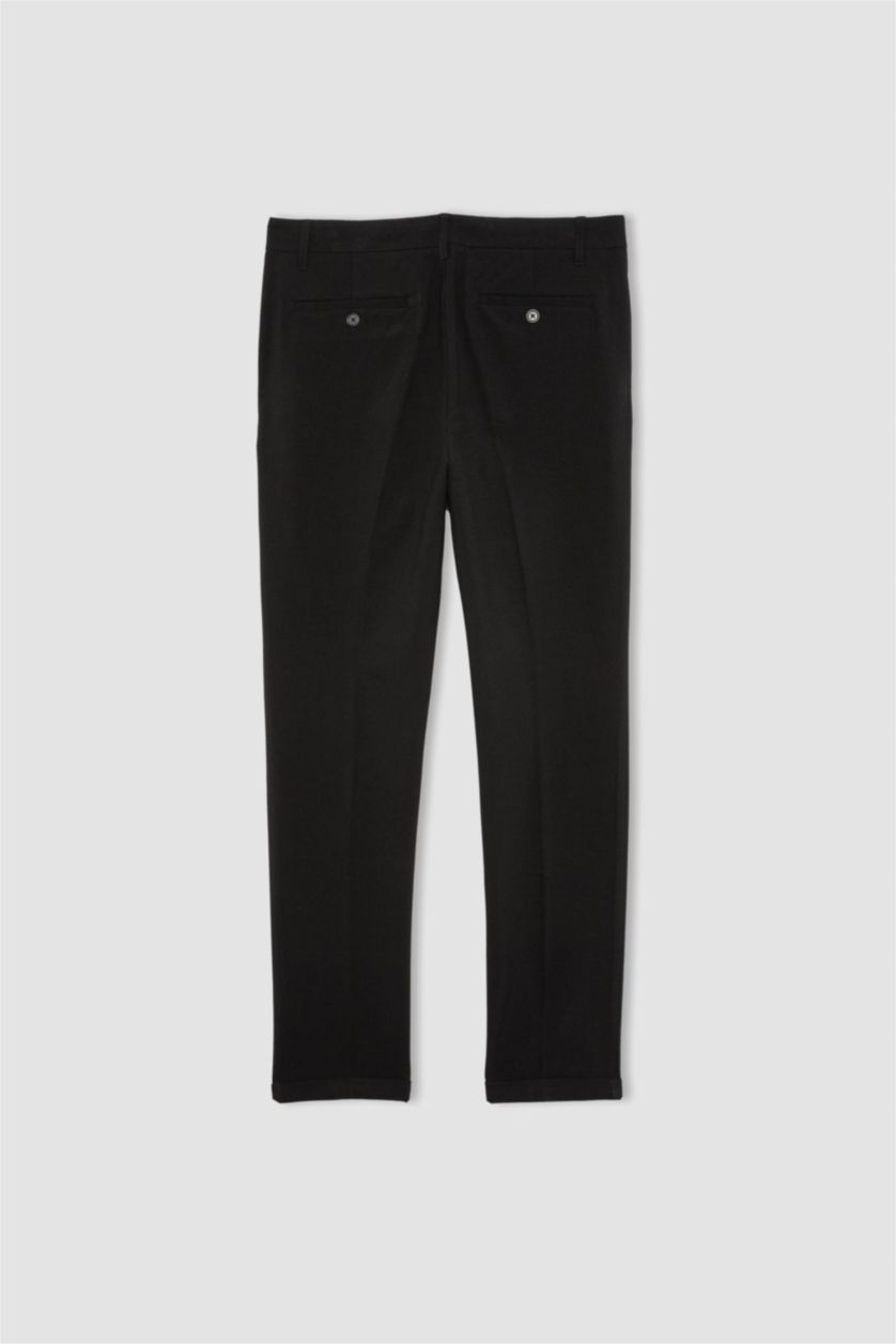 Erkek Siyah Beli Lastikli Cepli Düz Paça Jogger Pantolon